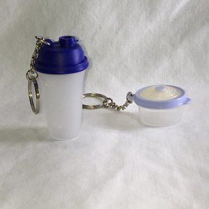 Tupperware Mini Quick Shake Keychain Blue & Mini Tub Blue